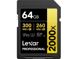 LEXAR SDcard 2000x SDXC UHS-II Card GOLD Series 64GB W 260MB/s 300MB/s LSD2000064G-BNNNG 